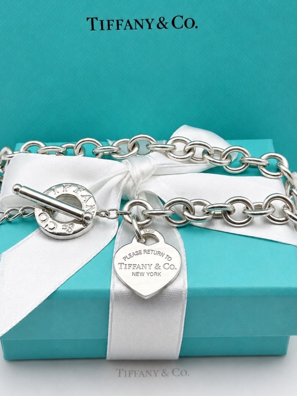 Tiffany & Co. 17.75” Return to Tiffany Heart Tag Toggle Necklace Sterling Silver - Picture 6 of 12